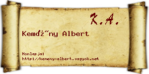 Kemény Albert névjegykártya