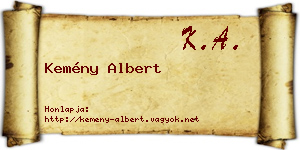 Kemény Albert névjegykártya